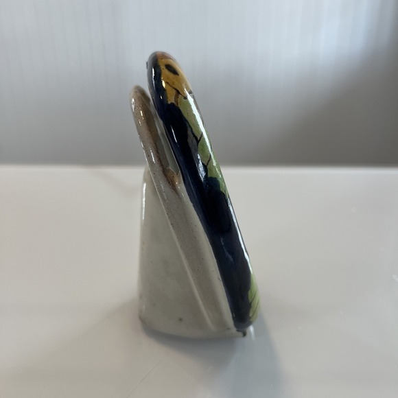 Talvera Mexican Spanish Pottery Photo Holder Sunflower Navy - Picture 5 of 9